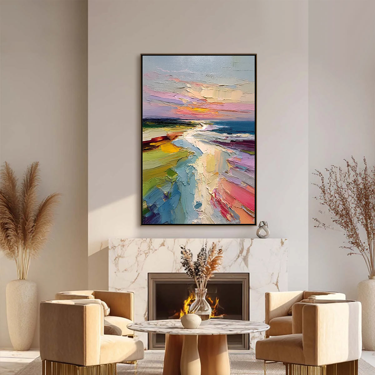 COASTAL EMBRACE — painting reference image 6. Room styling and framing are illustrative.