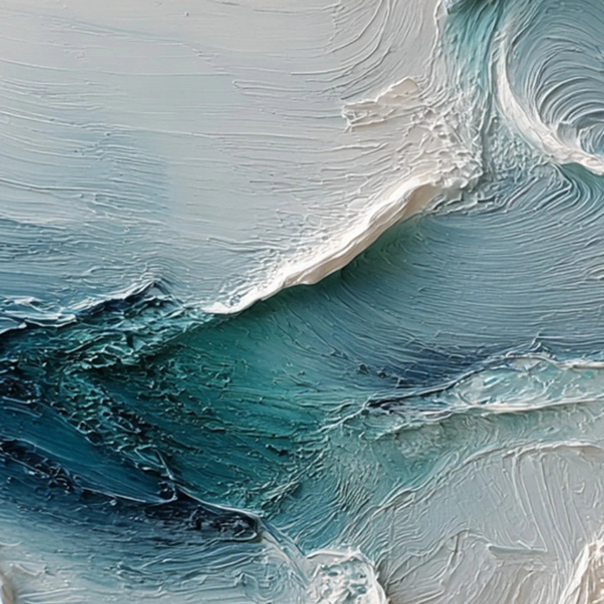 Tidal Rhythm: Square Textured Ocean Wave Oil Painting — reference gallery image 5. Room styling and framing are illustrative.