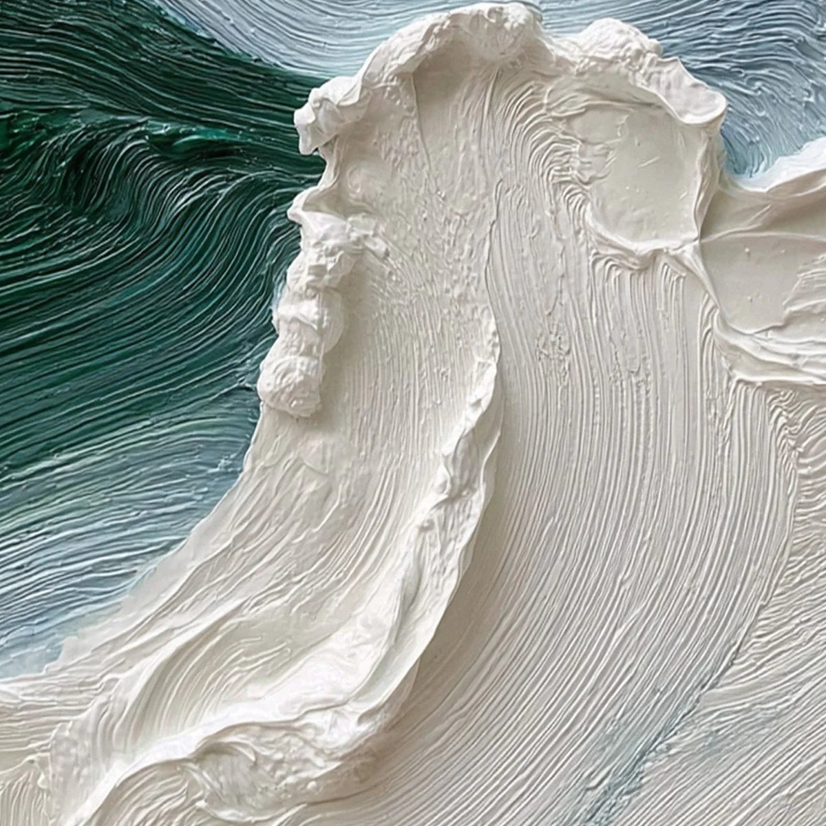 Aegean Crest: Textured Wabi Sabi Seascape Oil Painting — reference gallery image 3. Room styling and framing are illustrative.