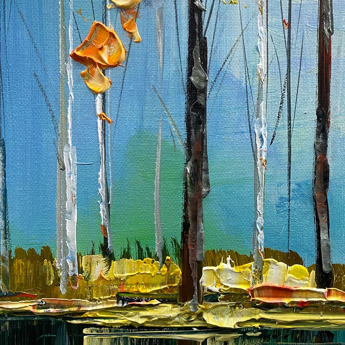 Autumn Reflections: Colourful Forest and Lake Oil Painting — reference gallery image 3. Room styling and framing are illustrative.