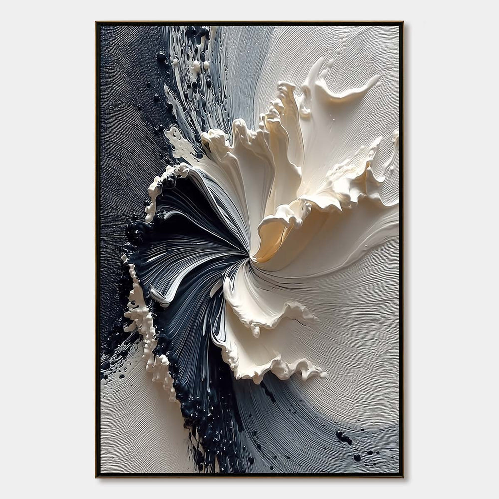 Eclipse in Bloom: Textured Wabi Sabi Floral Oil Painting — oil painting design reference