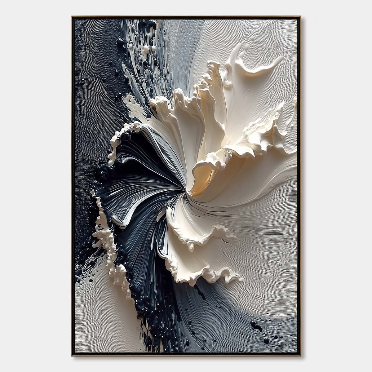 Eclipse in Bloom: Textured Wabi Sabi Floral Oil Painting — oil painting design reference
