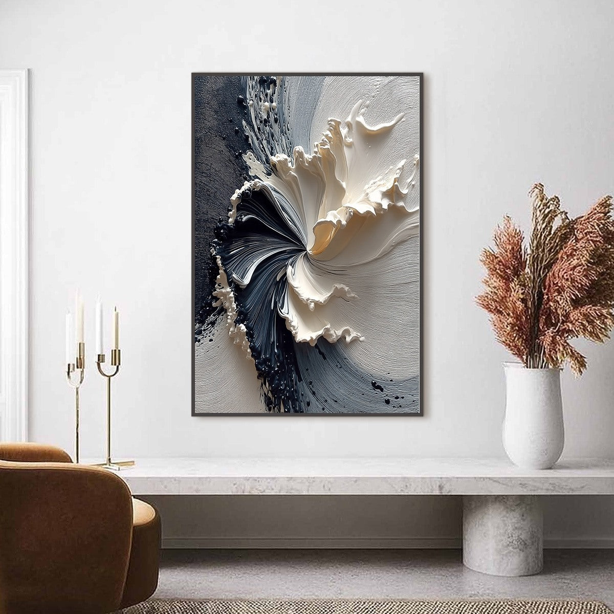ECLIPSE IN BLOOM — painting reference image 2. Room styling and framing are illustrative.