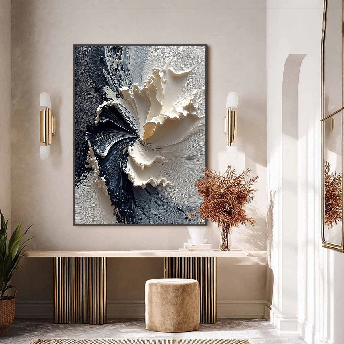 ECLIPSE IN BLOOM — painting reference image 4. Room styling and framing are illustrative.