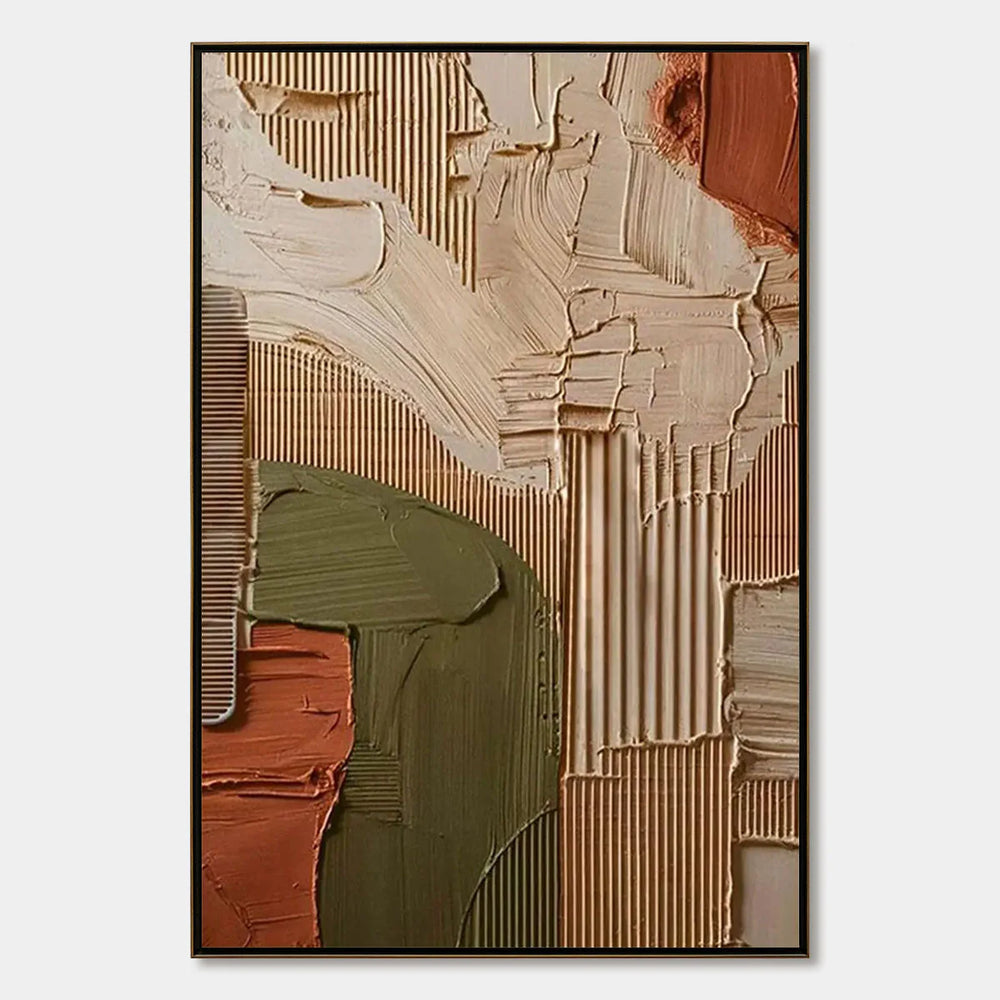 Earthbound Harmony: Textured Earth Tone Abstract Oil Painting — oil painting design reference