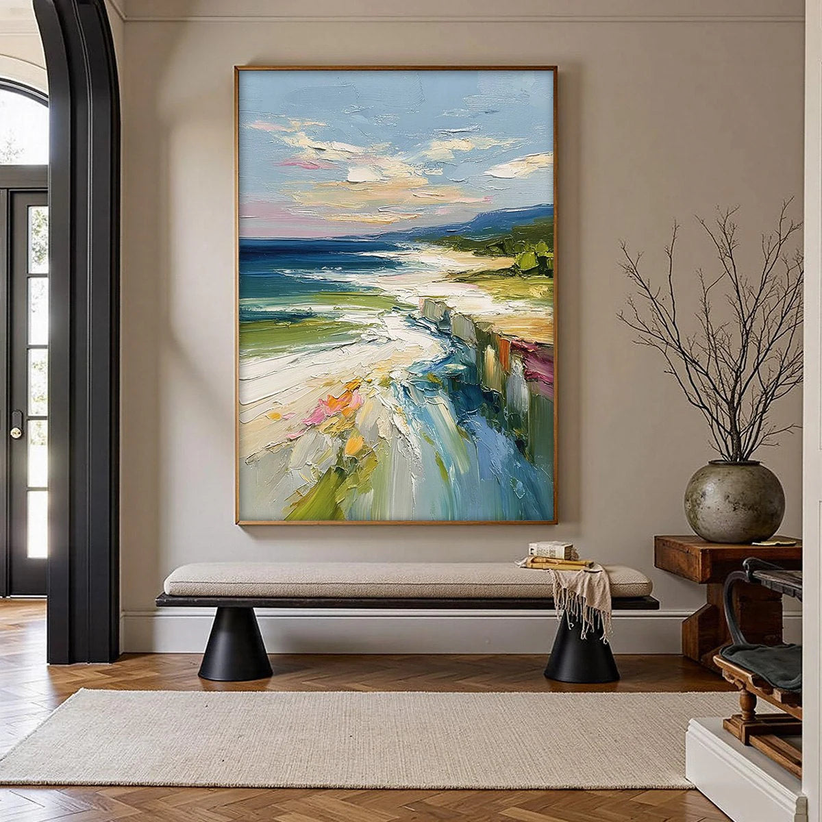 COASTAL EMBRACE — painting reference image 4. Room styling and framing are illustrative.