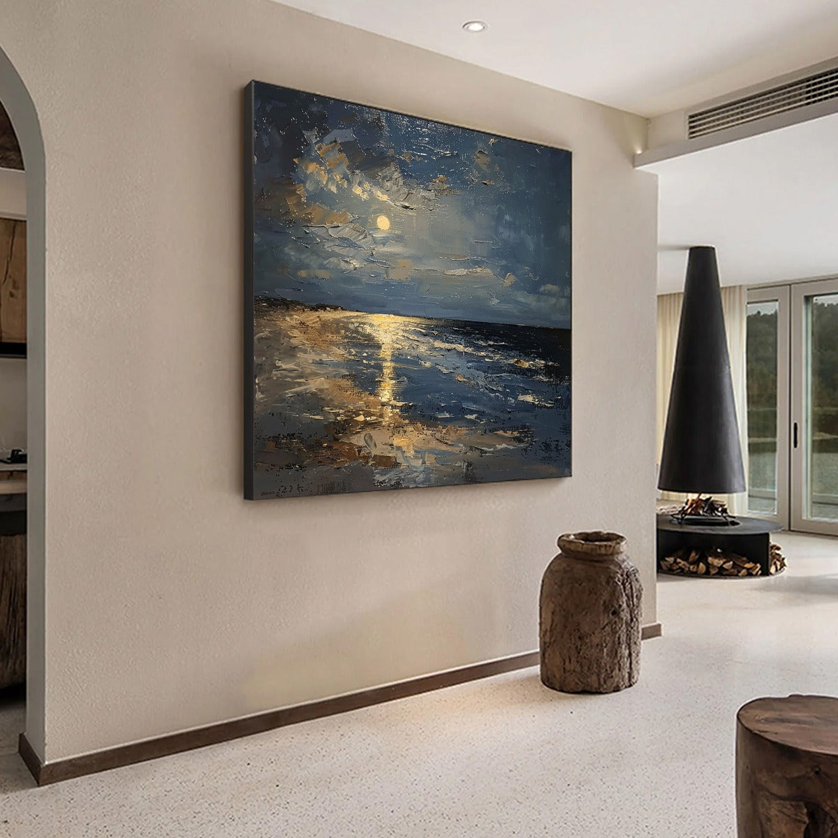 MOONLIT SERENITY — painting reference image 4. Room styling and framing are illustrative.