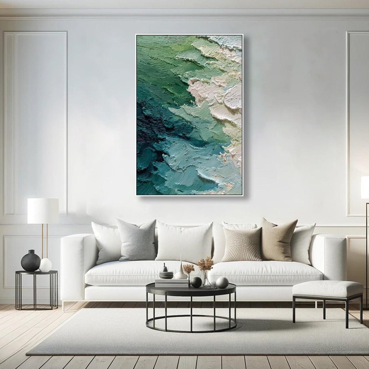 EMERALD TIDE — painting reference image 4. Room styling and framing are illustrative.