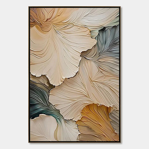 Petal Whisper: Textured Ivory Floral Oil Painting — oil painting design reference