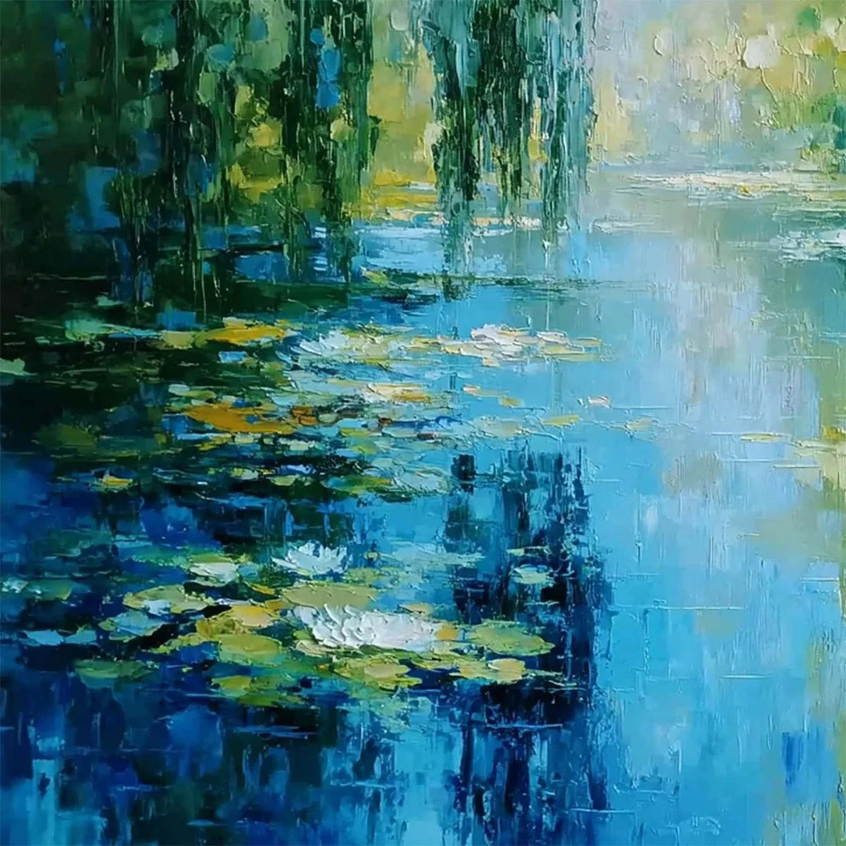 LILY POND REVERIE — painting reference image 3. Room styling and framing are illustrative.