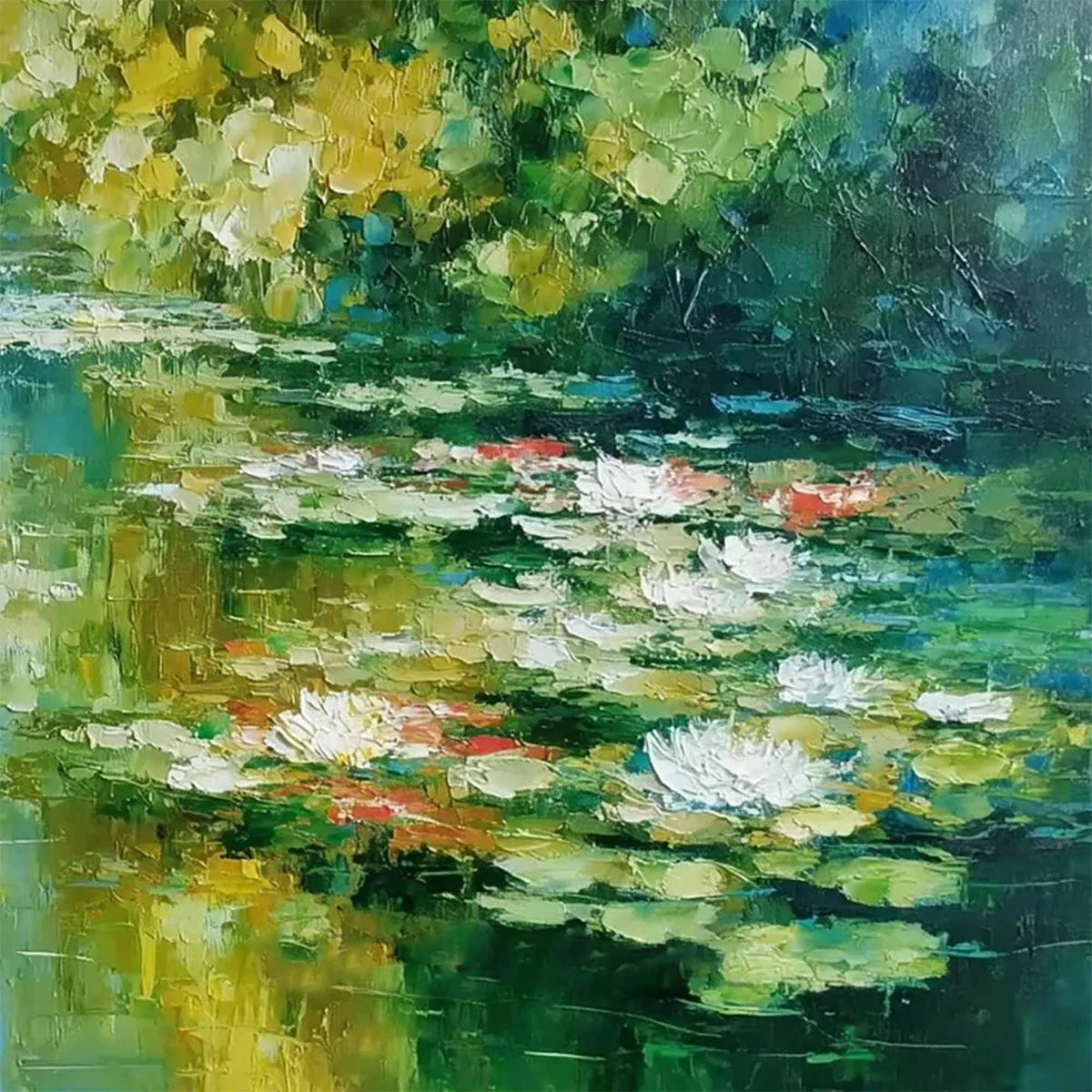 LILY POND REVERIE — painting reference image 5. Room styling and framing are illustrative.