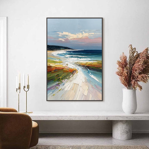 COASTAL EMBRACE — painting reference image 2. Room styling and framing are illustrative.