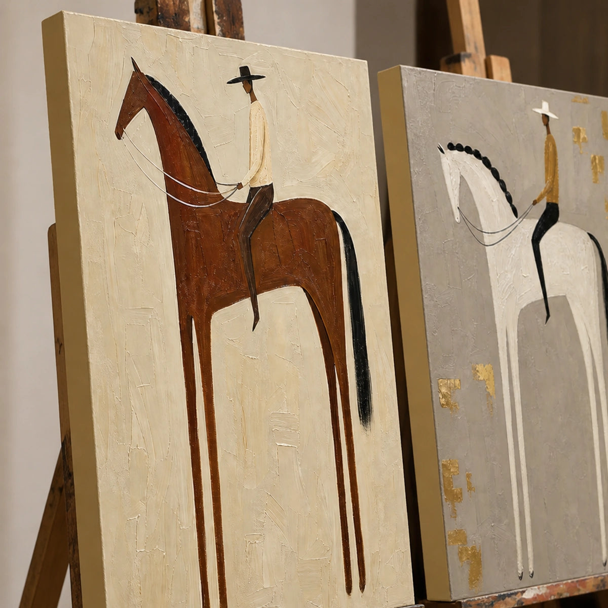 EQUESTRIAN BALANCE DUET — painting reference image 3. Room styling and framing are illustrative.