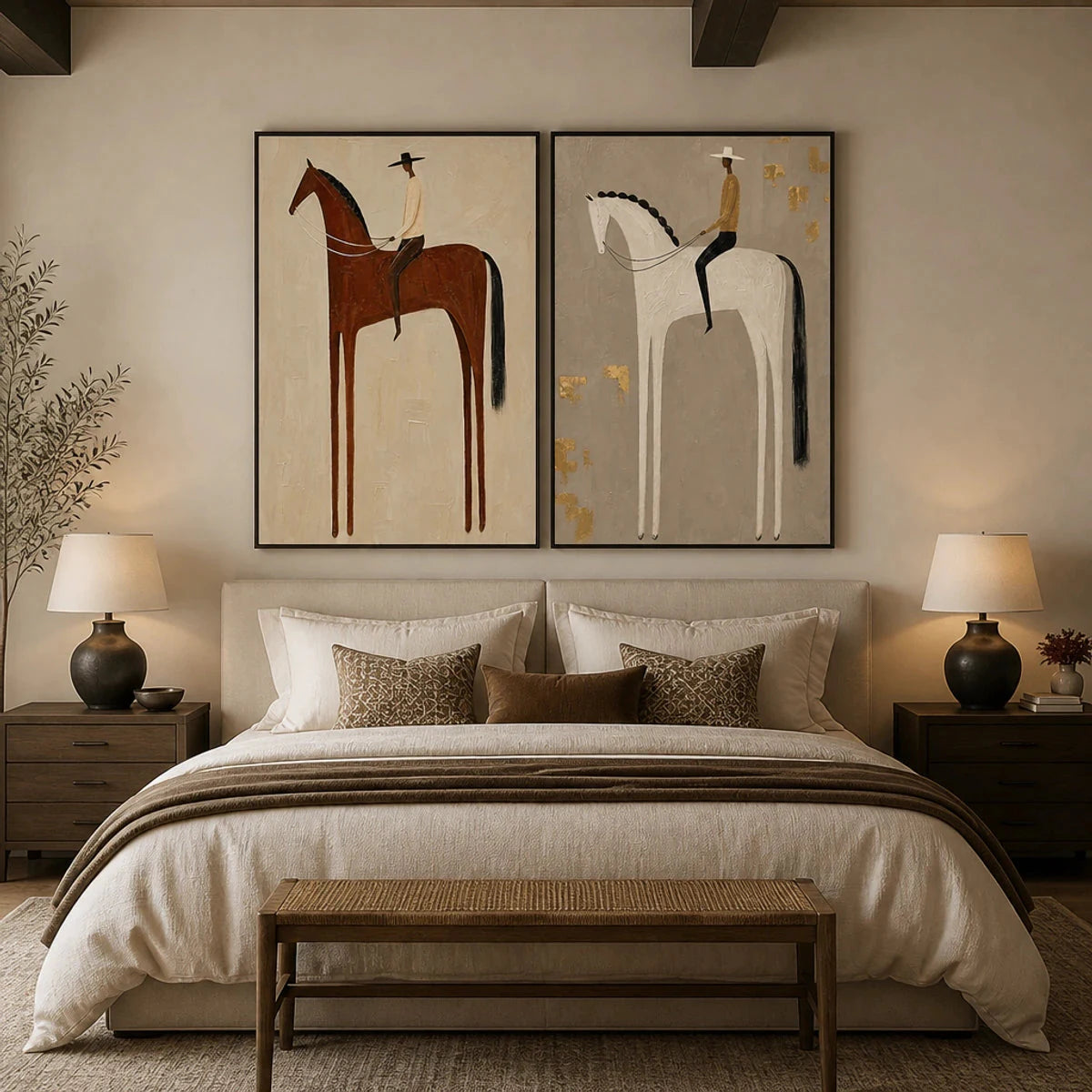 EQUESTRIAN BALANCE DUET — painting reference image 4. Room styling and framing are illustrative.