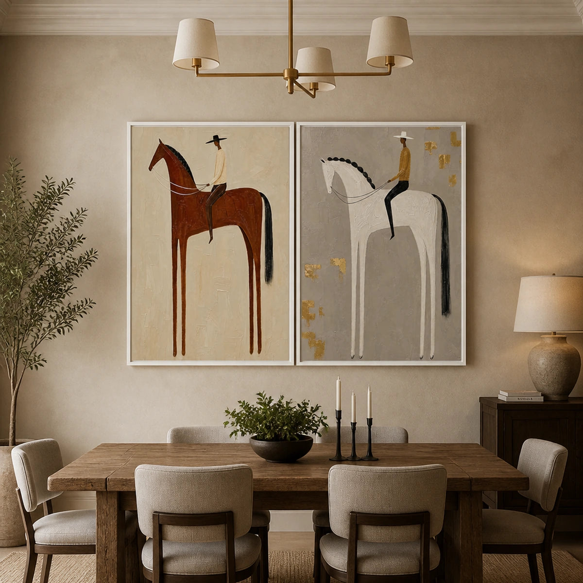 EQUESTRIAN BALANCE DUET — painting reference image 5. Room styling and framing are illustrative.