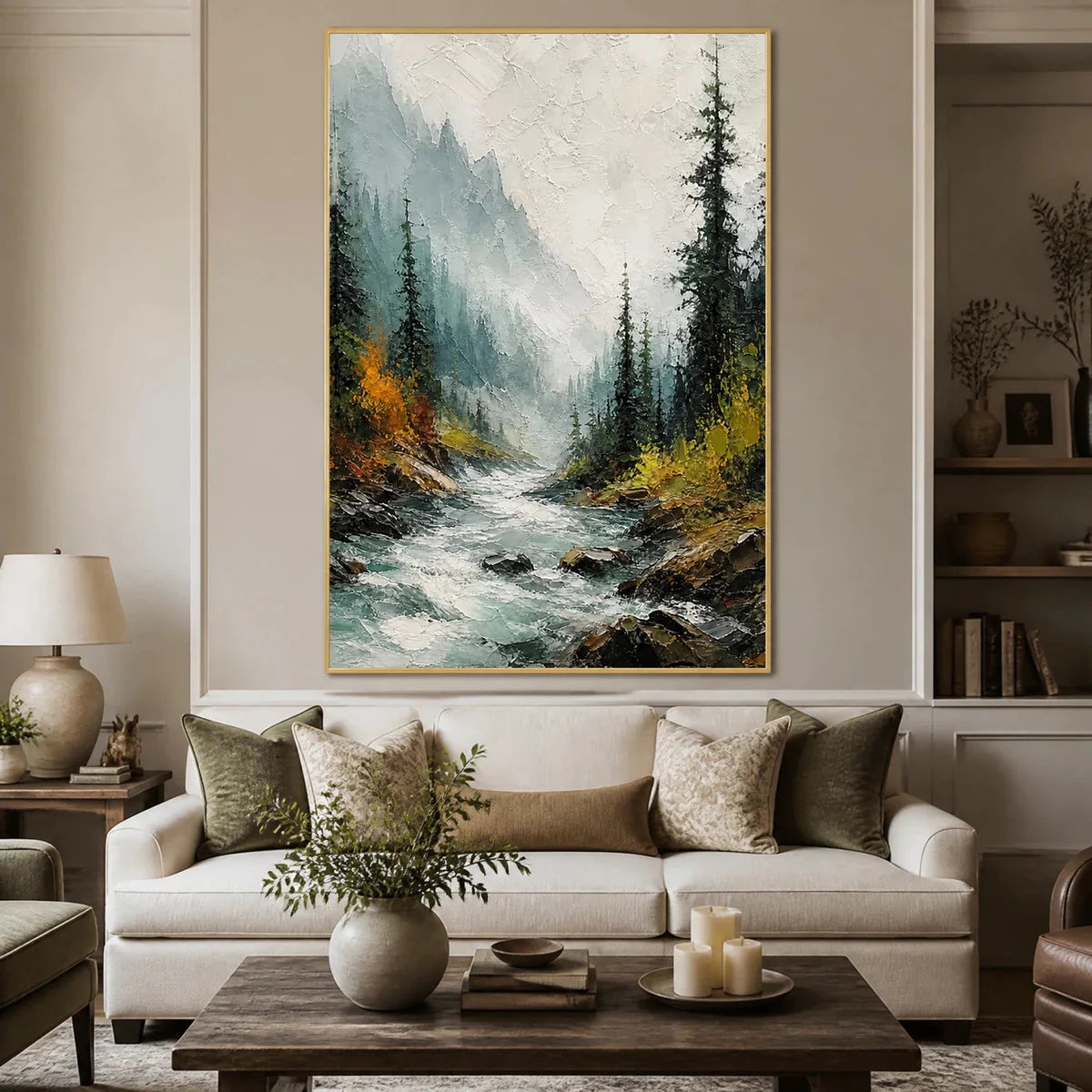EVERGREEN RUSH — painting reference image 2. Room styling and framing are illustrative.