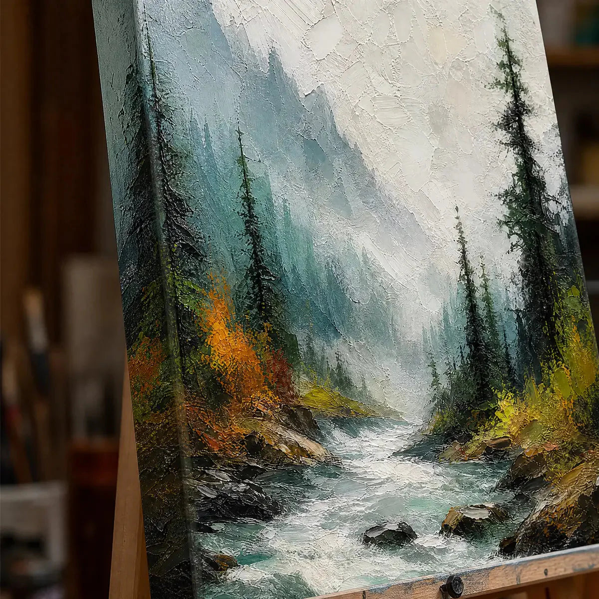 EVERGREEN RUSH — painting reference image 3. Room styling and framing are illustrative.