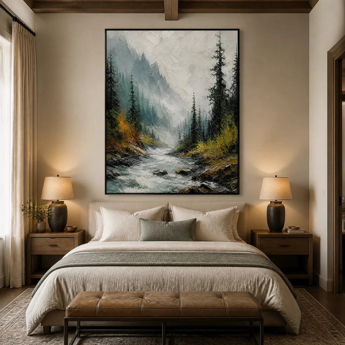 EVERGREEN RUSH — painting reference image 4. Room styling and framing are illustrative.