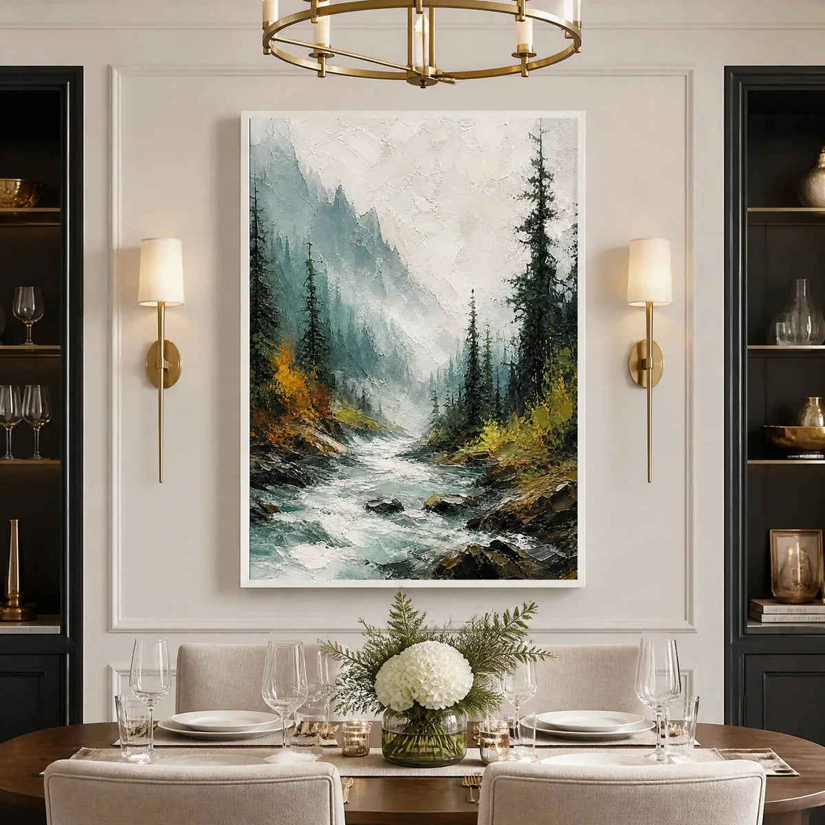 EVERGREEN RUSH — painting reference image 5. Room styling and framing are illustrative.