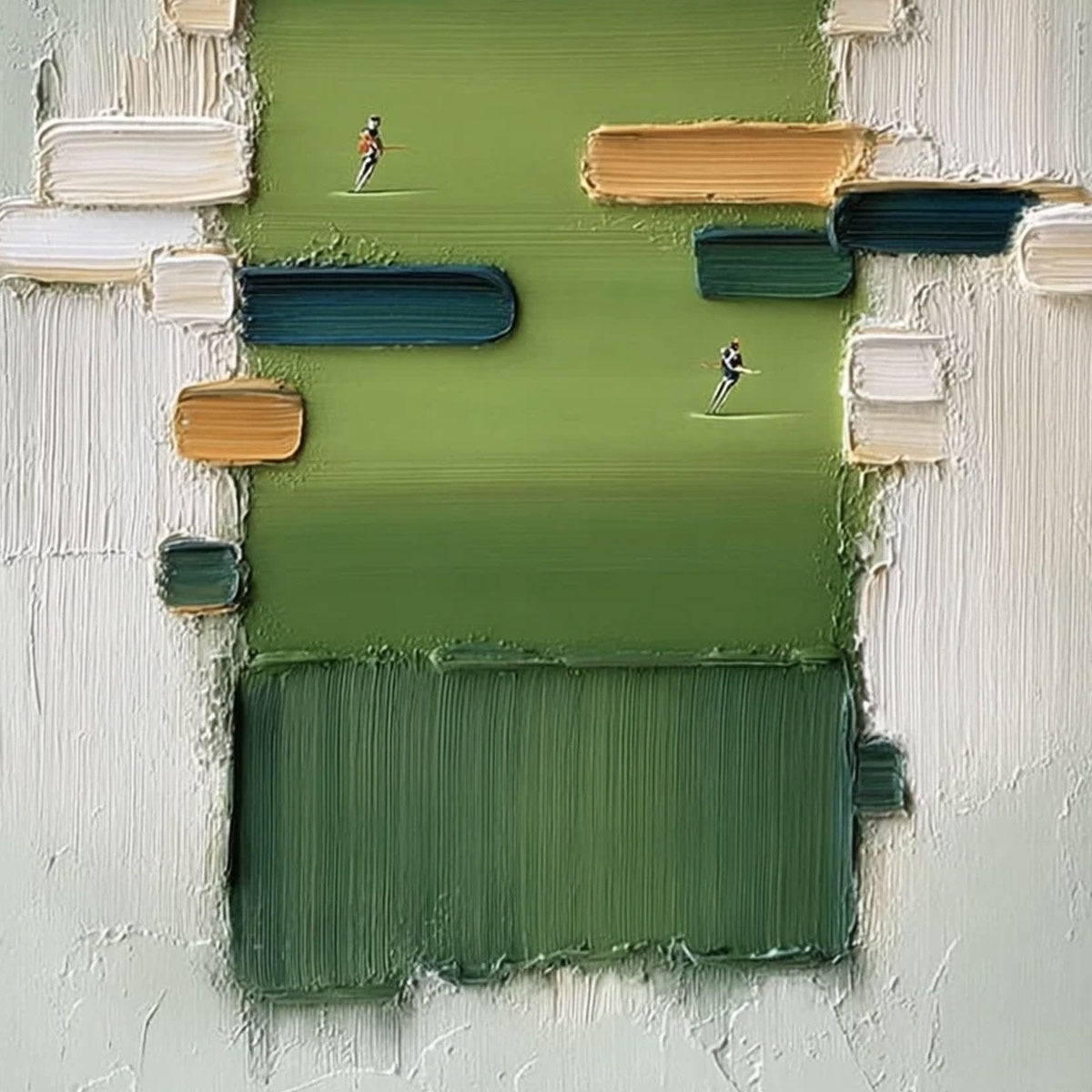 The Arena: Textured Minimalist Sports Oil Painting — reference gallery image 5. Room styling and framing are illustrative.