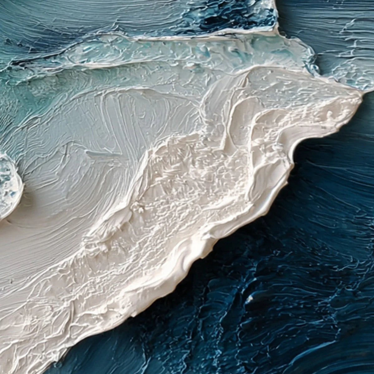 Tidal Rhythm: Square Textured Ocean Wave Oil Painting — reference gallery image 3. Room styling and framing are illustrative.